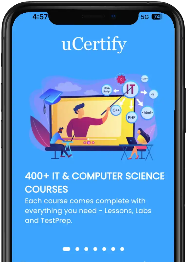 uCertify mobile app, available on iOS and Android devices